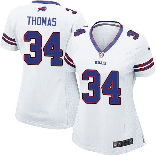 Women's Elite Thurman Thomas Nike Jersey White Road - #34 NFL Buffalo Bills